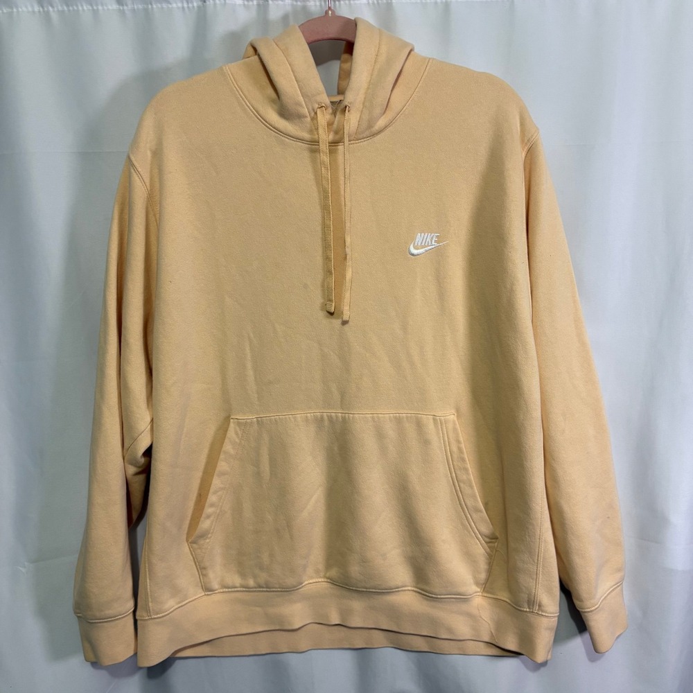 Nike Mens Club Fleece Hoodie Washed Coral Peach Logo XXL BV2654-801
